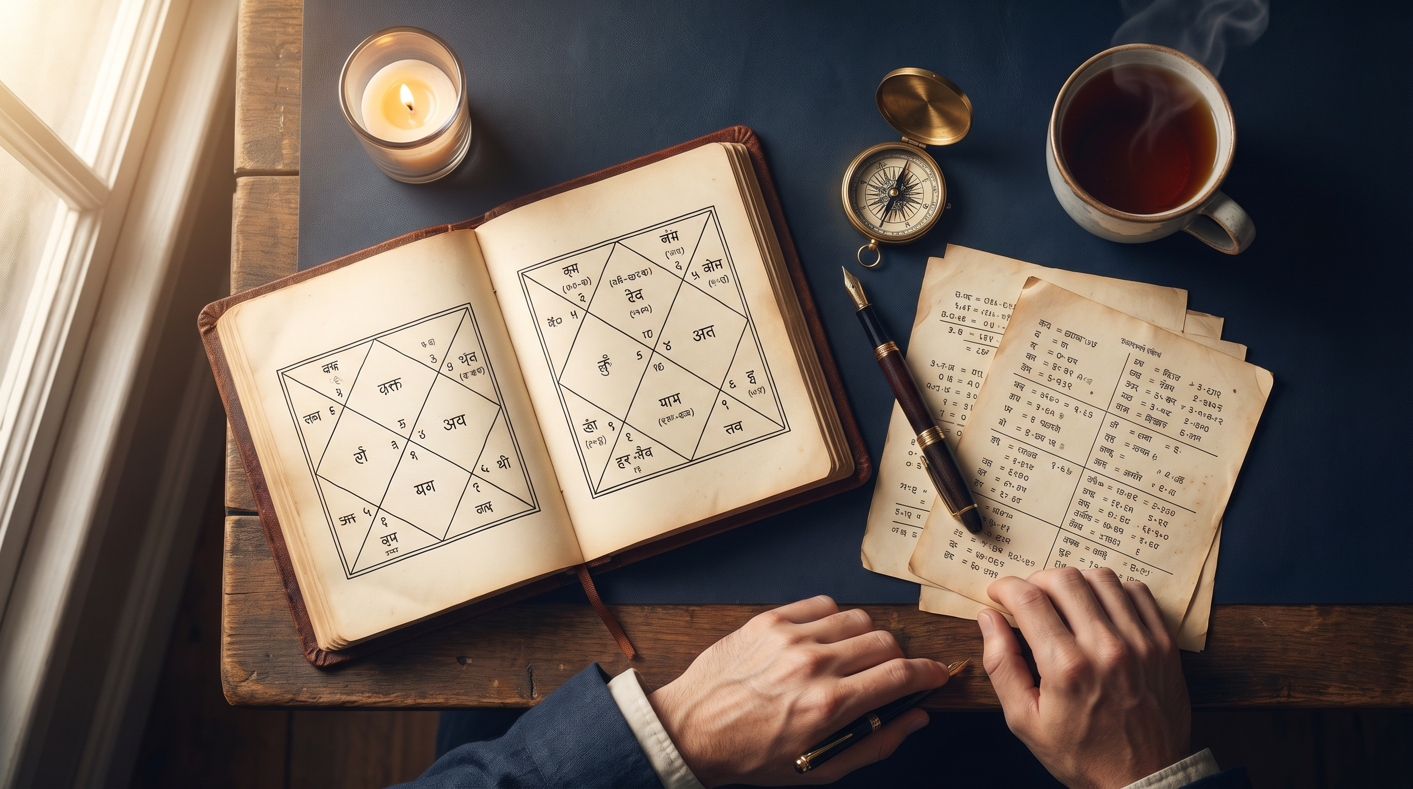 ホロスコープの手書きノートと研究道具